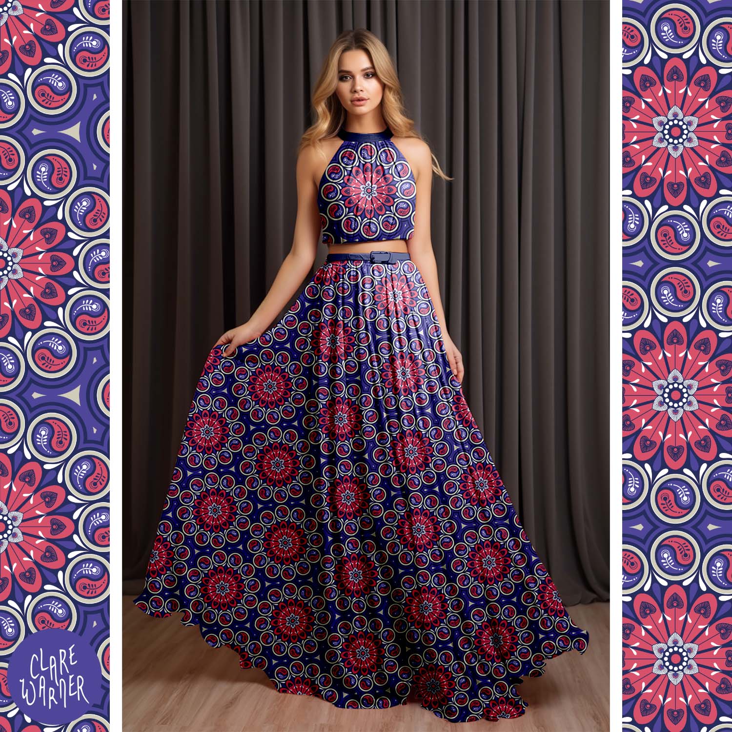 Mandala Moods, boho style dress in purple corallites