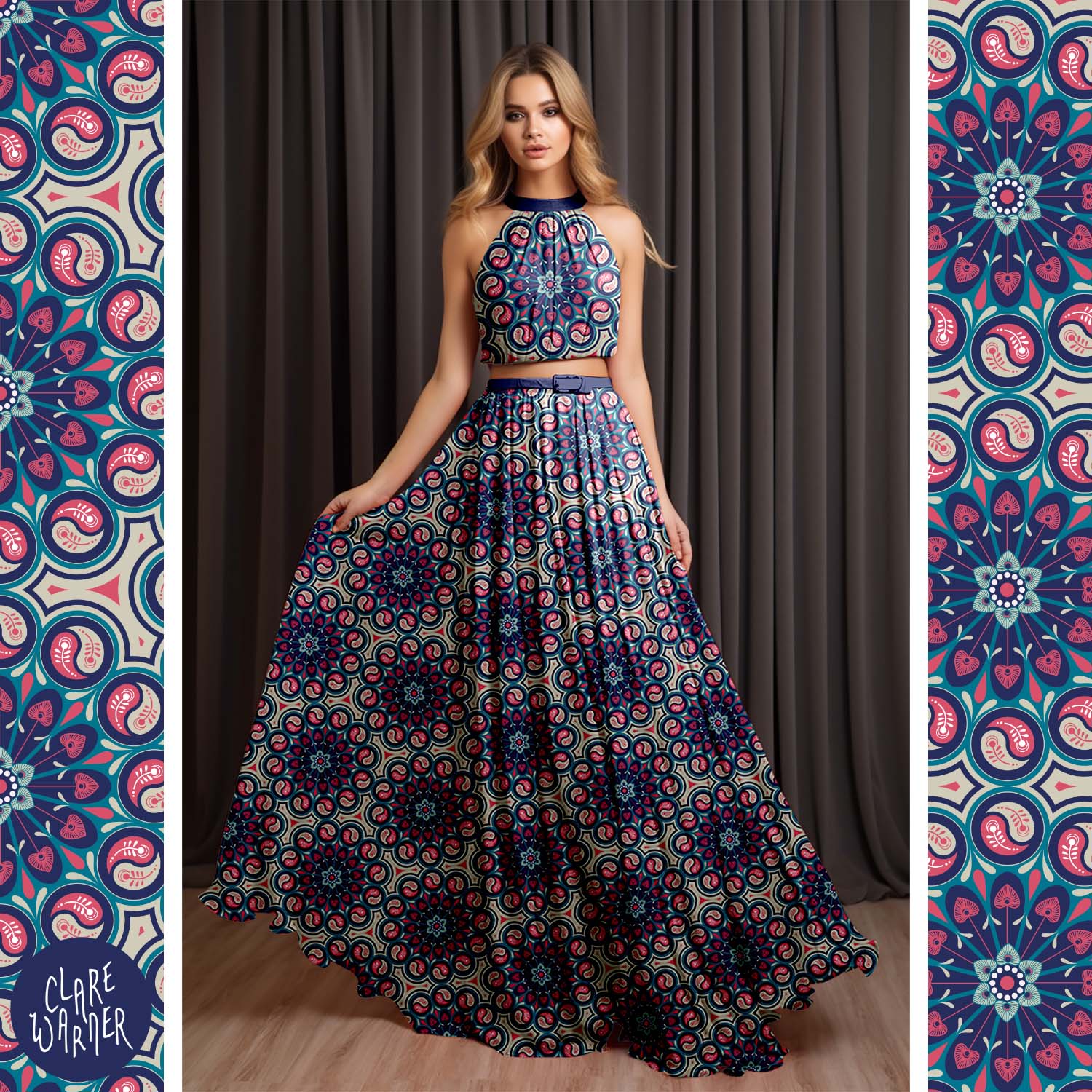 Mandala Moods, boho style dress in twilight