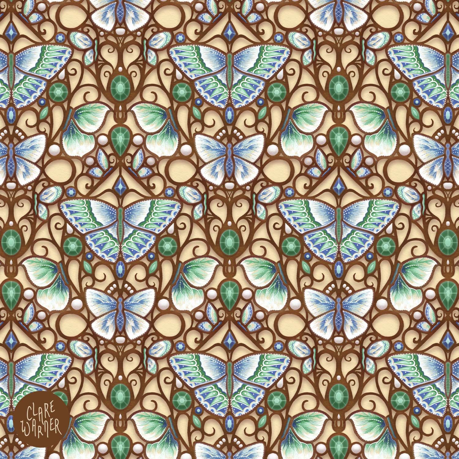 Art Nouveau inspired butterfly pattern